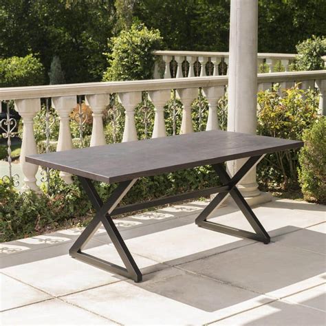 Rolando Brown Metal Outdoor Dining Table 